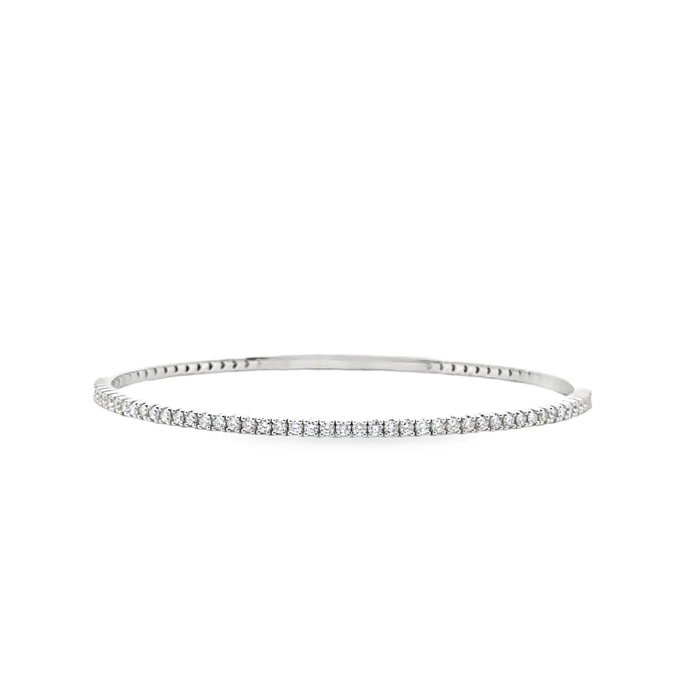 14K White Gold Round Diamond Flex Bangle Bracelet – 0.88 CTW