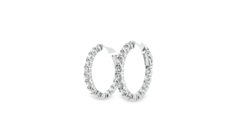 Small Inside/Out Diamond Oval Hoops
