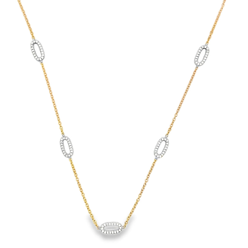 18K YELLOW GOLD CHAIN WITH WHITE GOLD DIAMOND OVAL