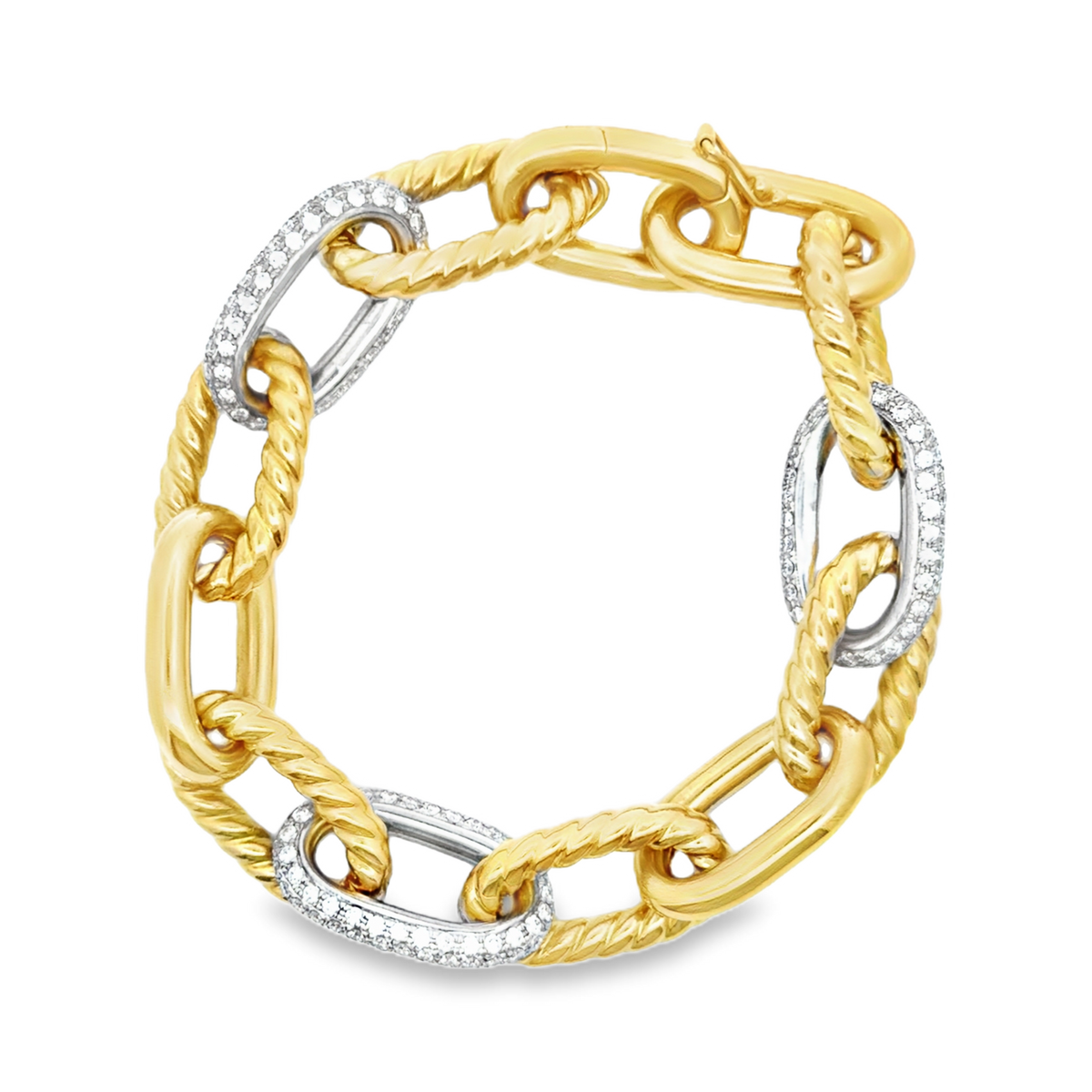 18K Two-Tone Gold Chunky Paperclip Diamond Bracelet