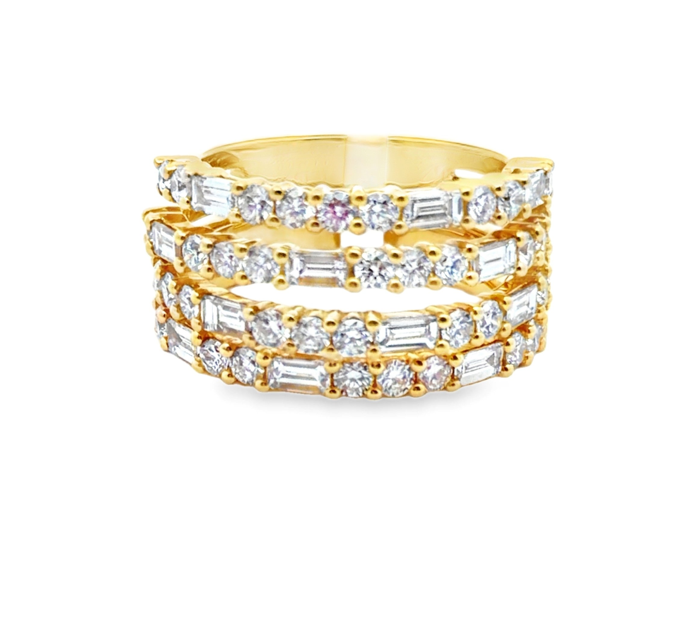 18K Yellow Gold Baguette & Round Brilliant Diamond Band – 2.65 CTW