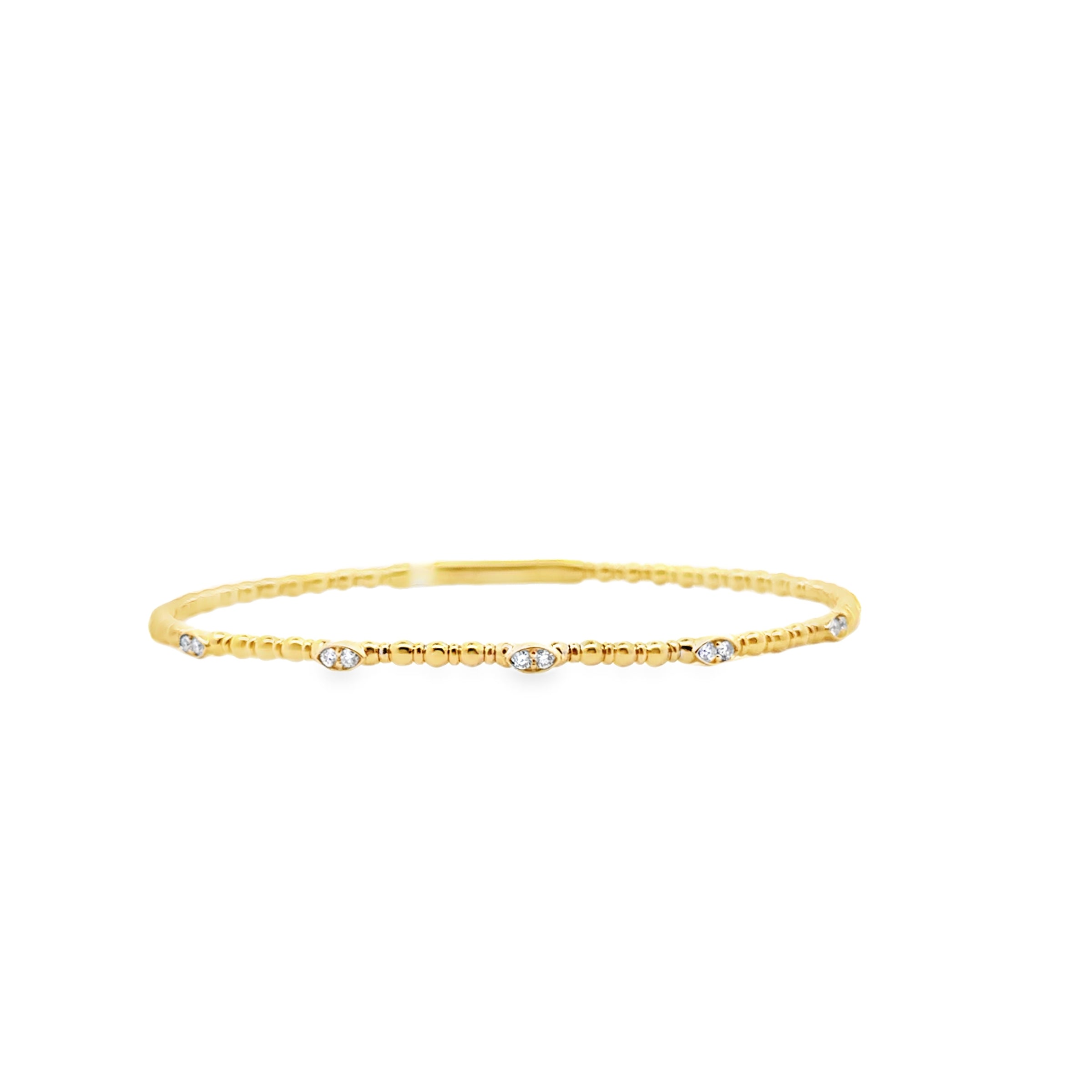 14K Yellow Gold Prong-Set Diamond Bangle Bracelet – 0.15 CTW