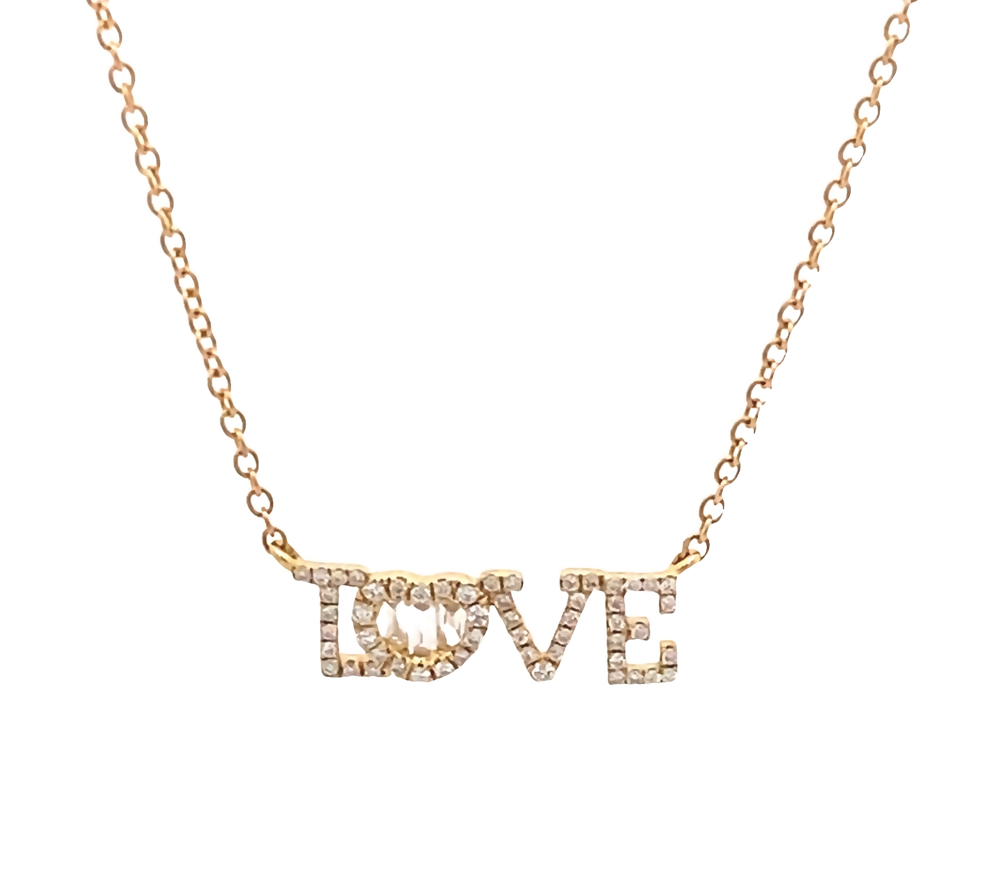 Diamond love necklace online gold