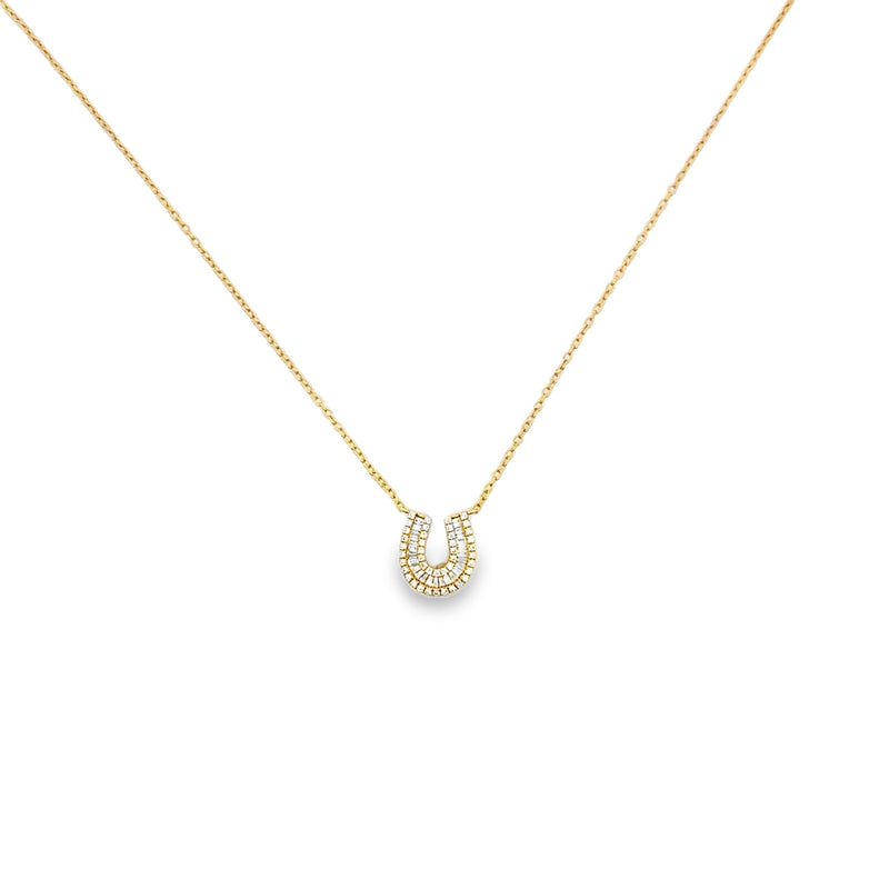 18K YELLOW GOLD SMALL HORSE SHOE NECKLACE WITH 42