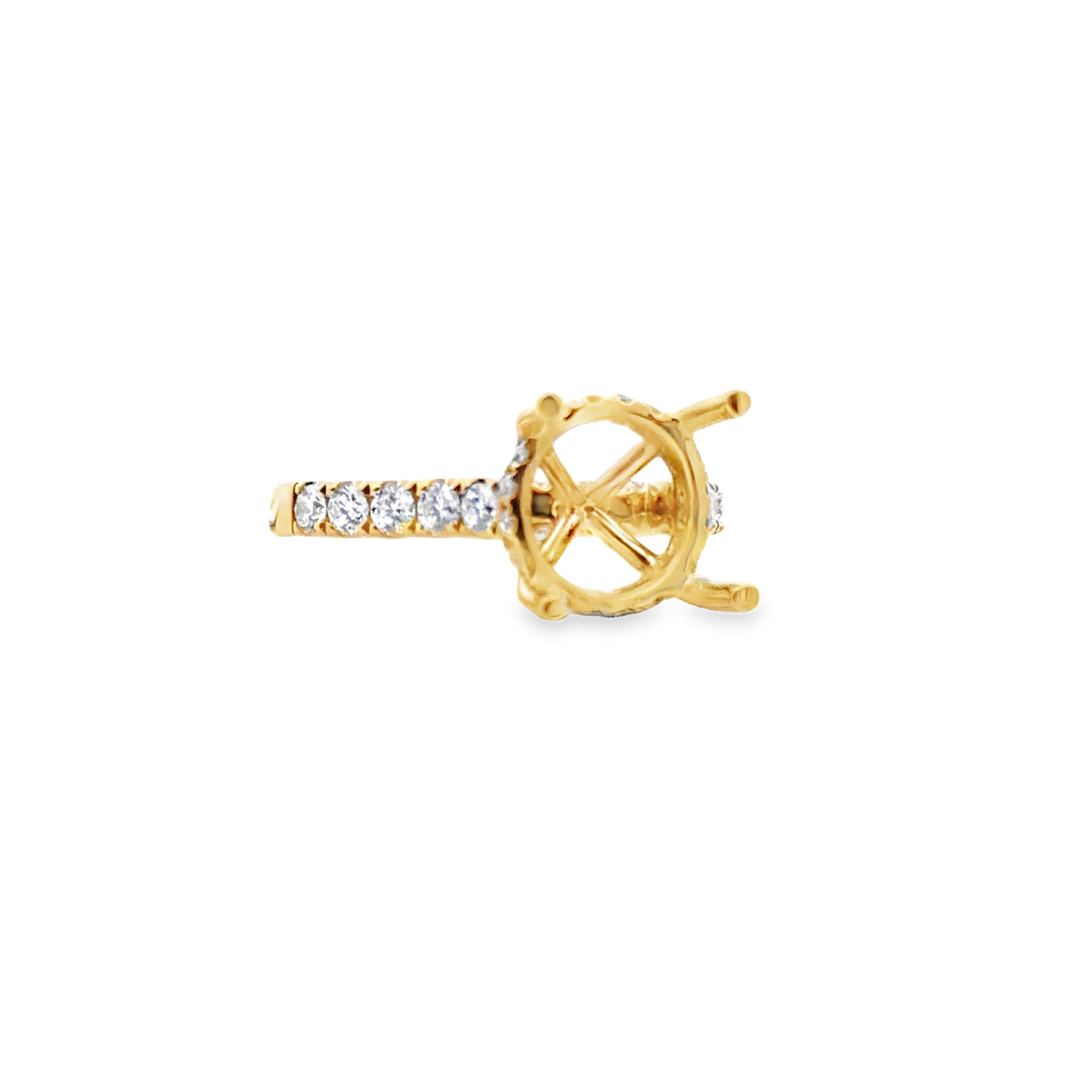 18K YELLOW GOLD LADIES DIAMOND SEMI MOUNTING FEATU