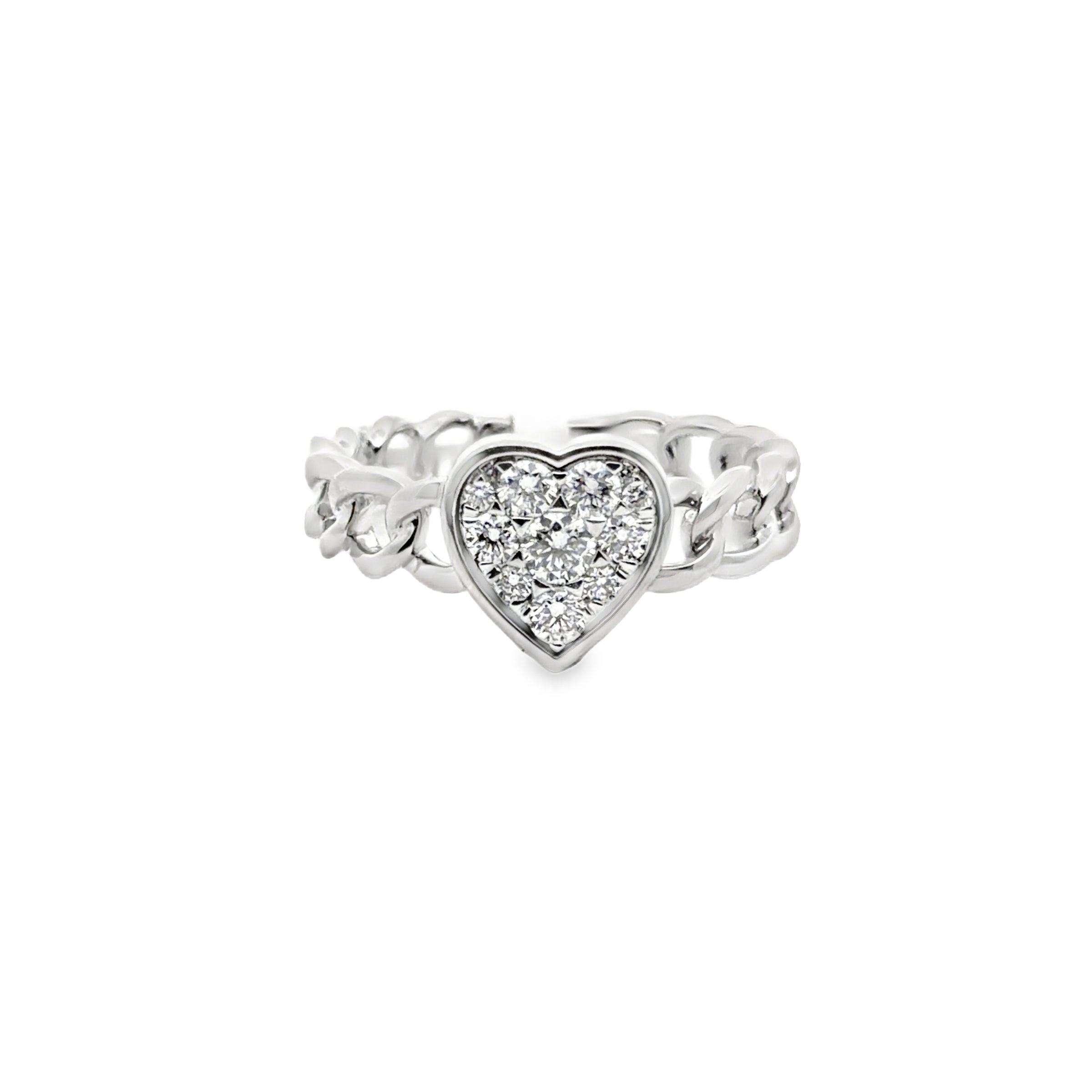 18K WHITE GOLD LADIES PAVE HEART SETTING AFFIXED T