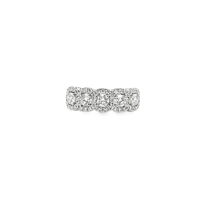 18KT WHITE GOLD ROUND DIAMOND ACCENTED BAND WITH R