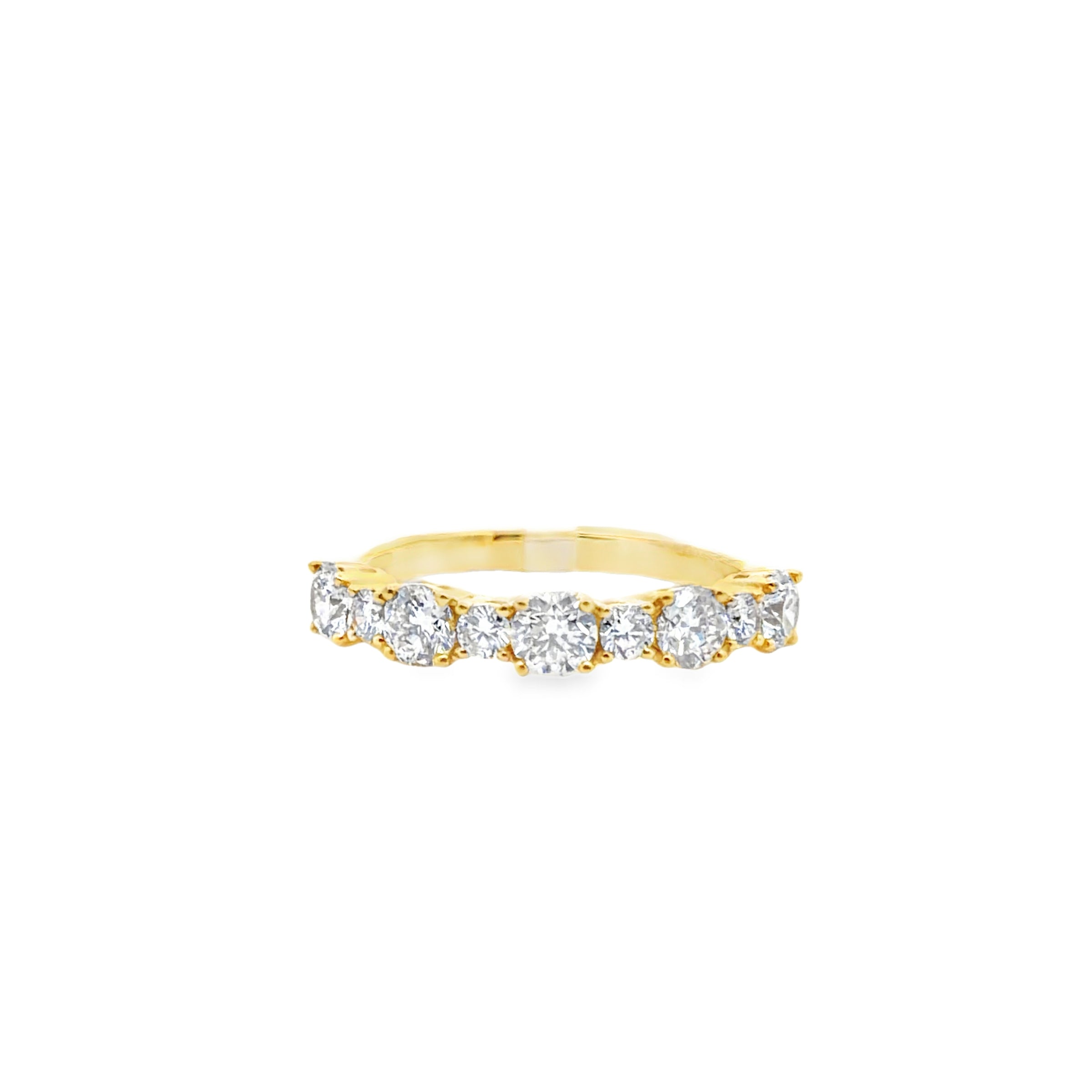 18KT YELLOW GOLD ROUND DIAMOND BAND WITH ALTERNATI