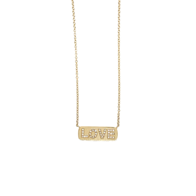 14KT YELLOW GOLD DIAMOND ACCENTED "LOVE" BAR NECKL