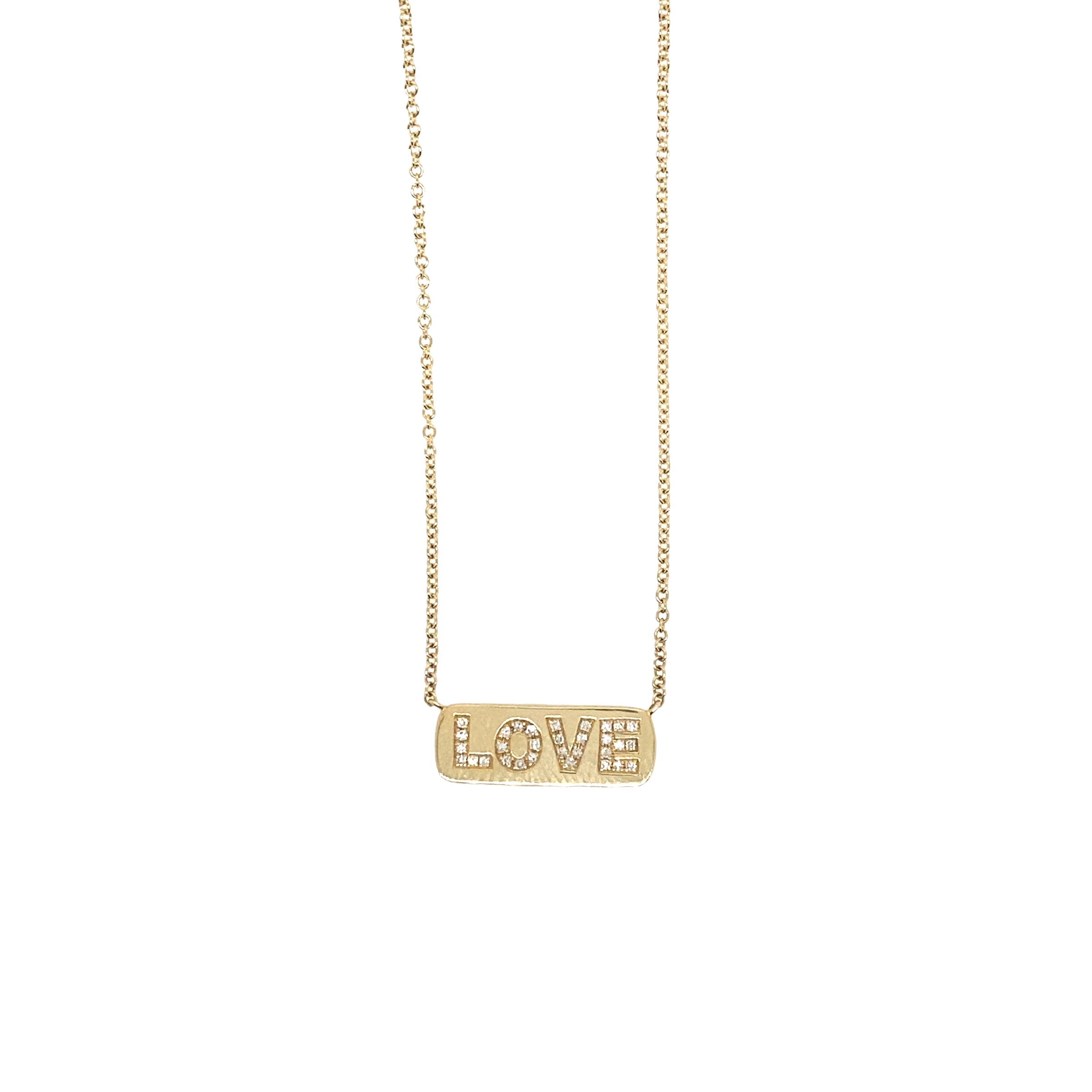 14KT YELLOW GOLD DIAMOND ACCENTED "LOVE" BAR NECKL