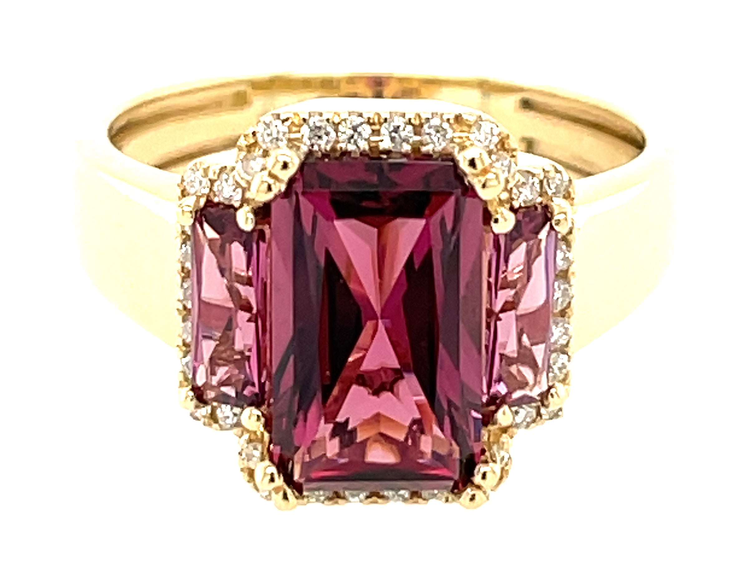 Rhodolite 3 Stone Emerald Ring Reads Jewelers