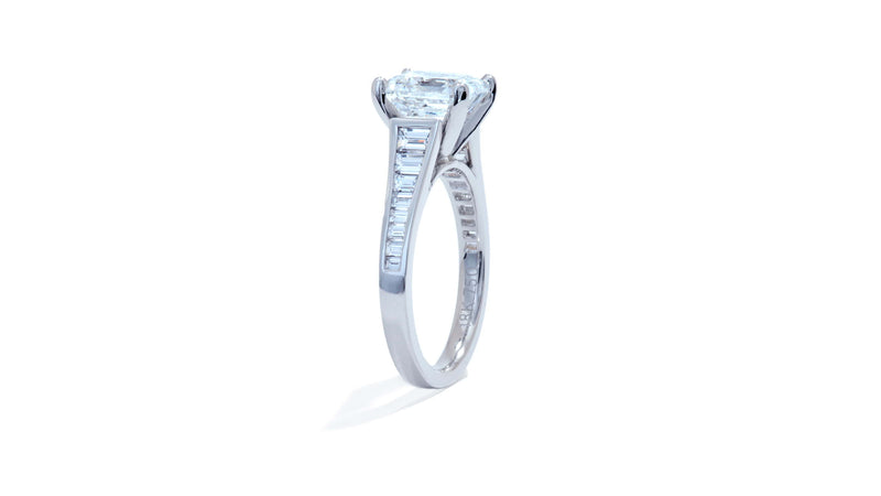 Asscher Cut and Baguette Diamond Engagement Ring