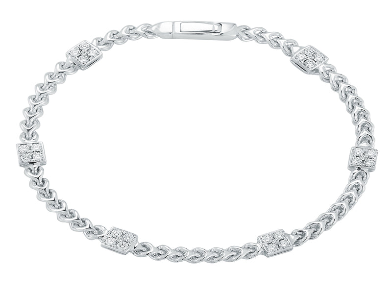 Square Diamond Cluster Link Bracelet