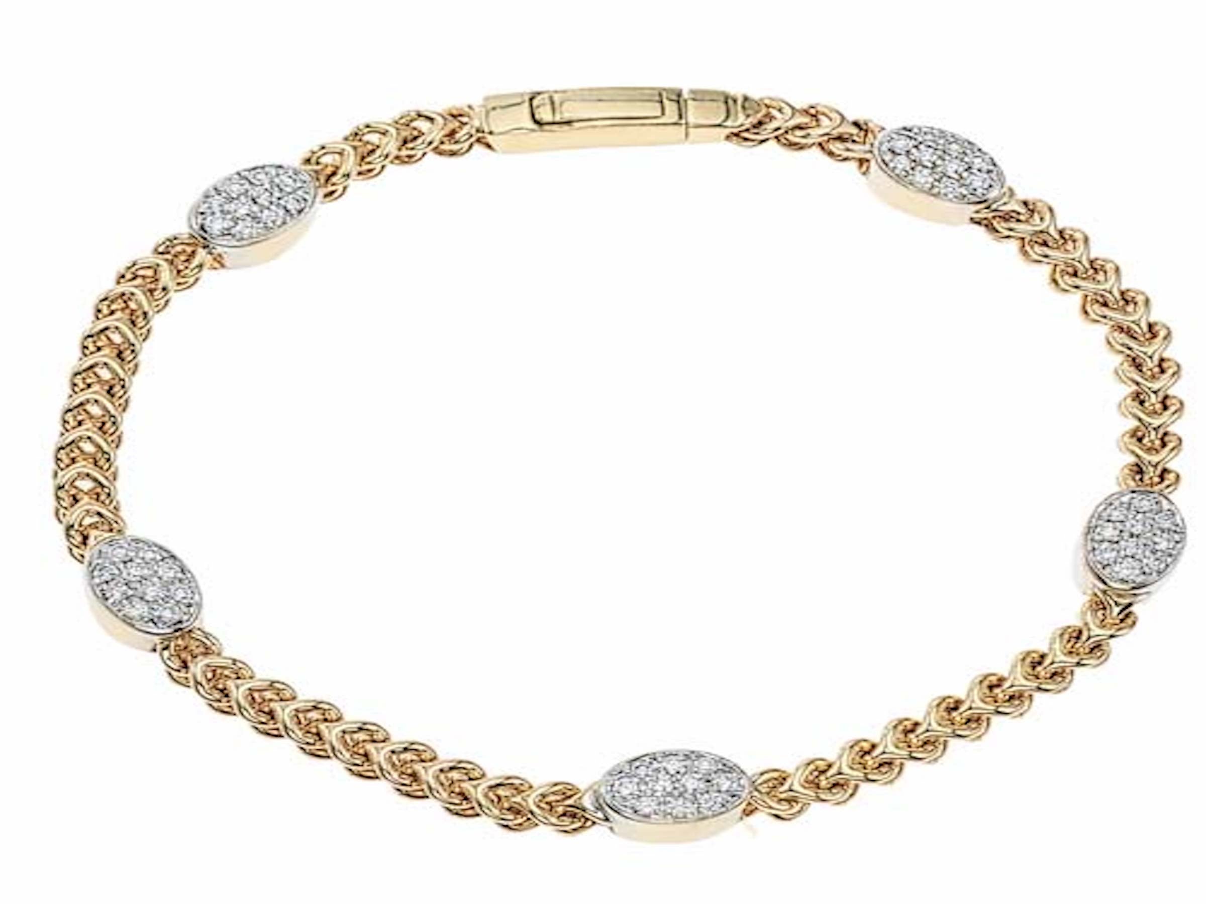 Oval Diamond Cluster Link Bracelet