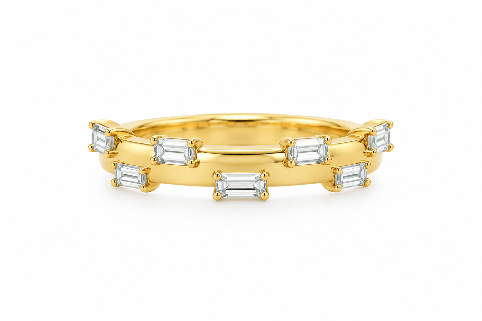 14K Yellow Gold Baguette Diamond Band