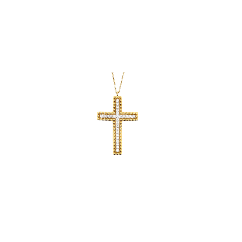 Beaded Diamond Cross Necklace