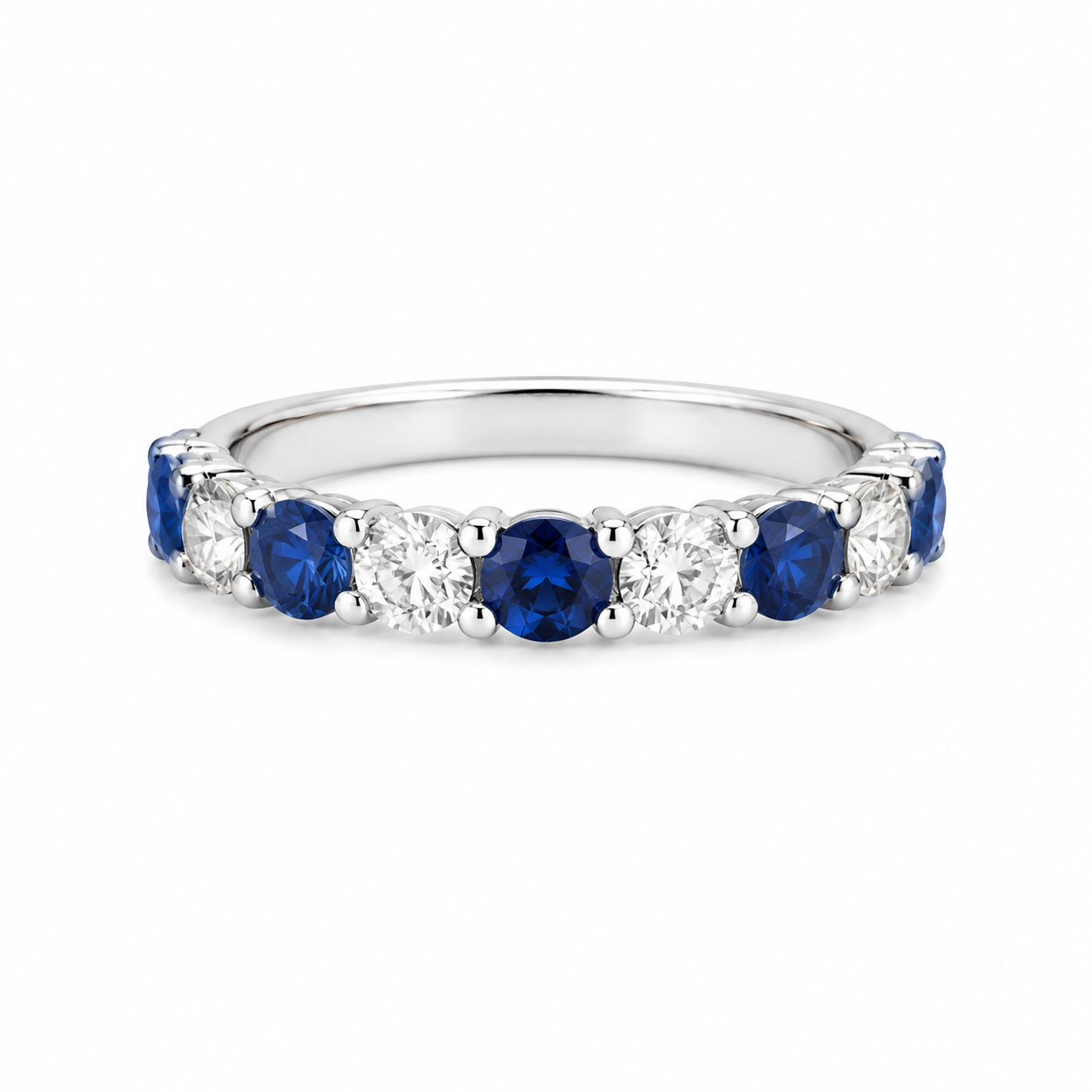 18K White Gold Sapphire & Diamond Band