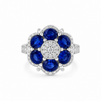 18K White Gold Sapphire & Diamond Flower Ring