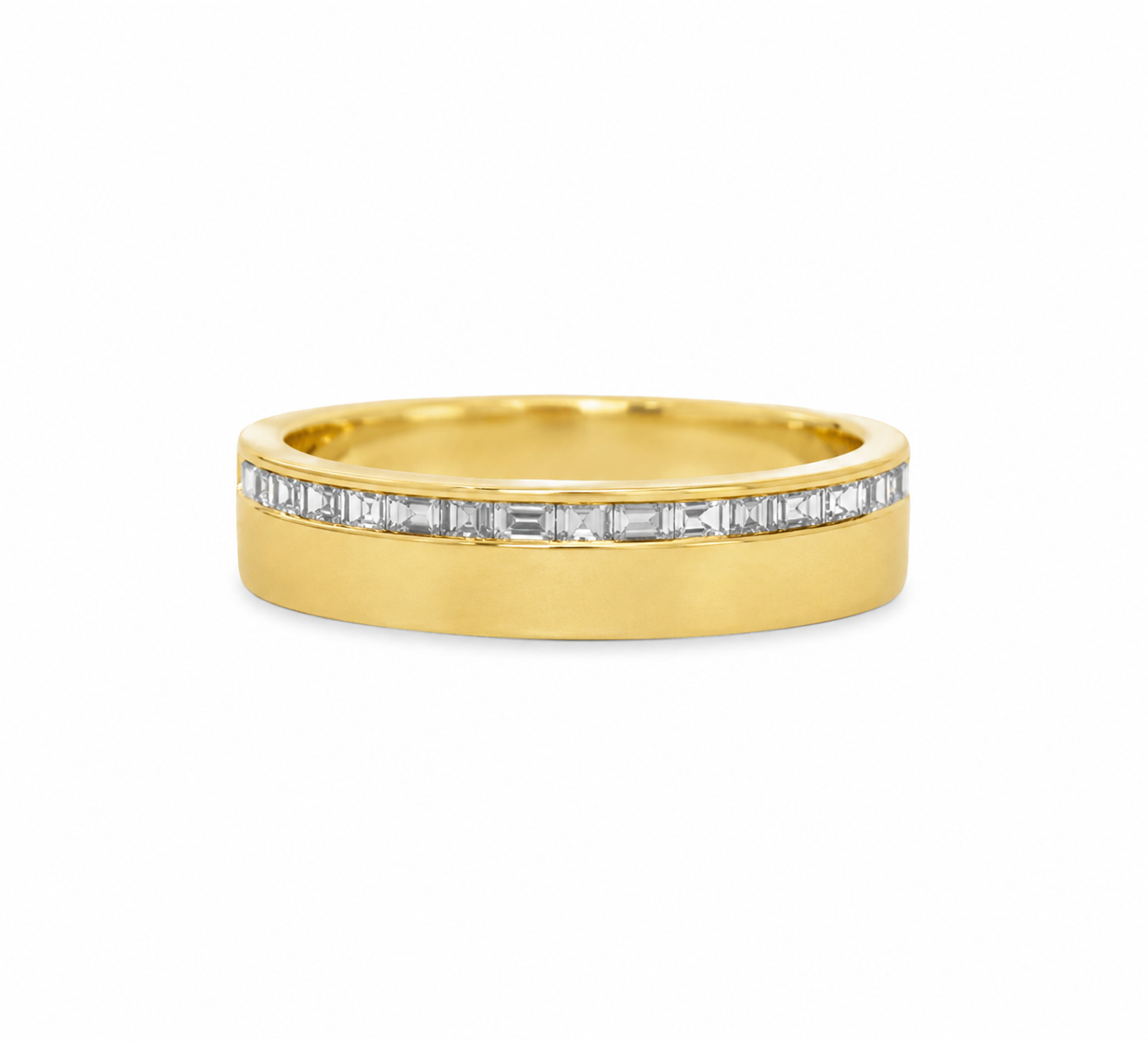 14K Yellow Gold Satin Diamond Band