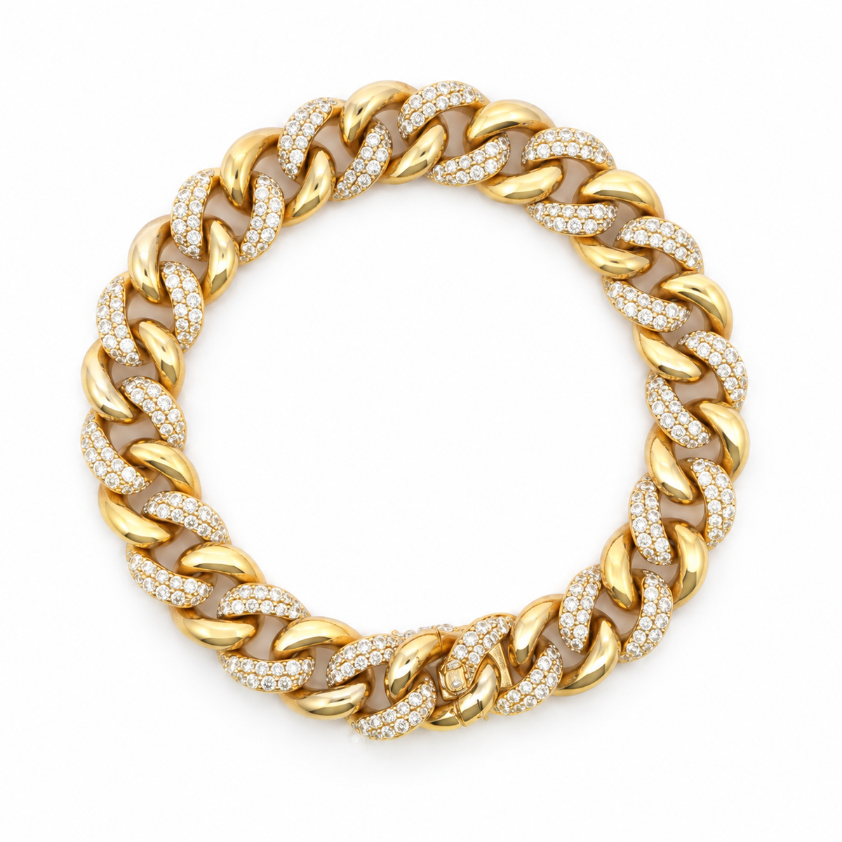 14K Yellow Gold Diamond Curb Bracelet
