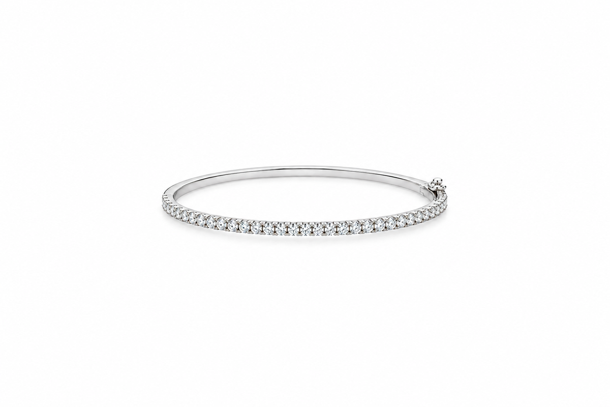 18K white gold classic diamond bangle bracelet