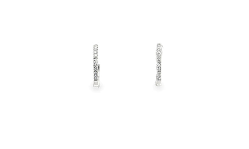 14K White Gold Diamond Huggie Earrings