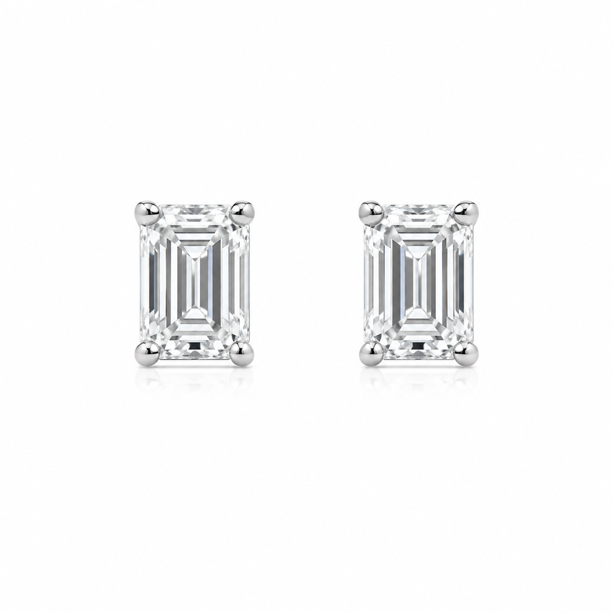 Lab-Grown 4.00 CTW Emerald Cut Diamond Stud Earrings