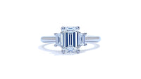 Three Stone Emerald Cut Engagement Ring