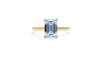 Two Tone Emerald Cut Solitaire Engagement Ring