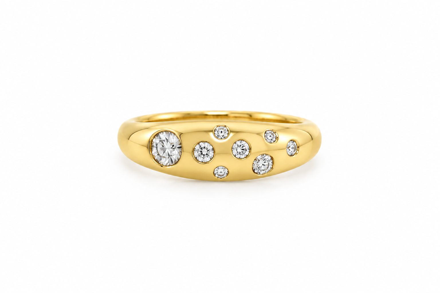 14K Yellow Gold Gypsy-Set Diamond Ring