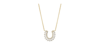 LADIES 18K GOLD PEARL AND DIAMOND HORSESHOE NECKLACE
