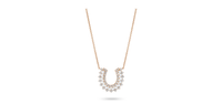 LADIES 18K GOLD PEARL AND DIAMOND HORSESHOE NECKLACE