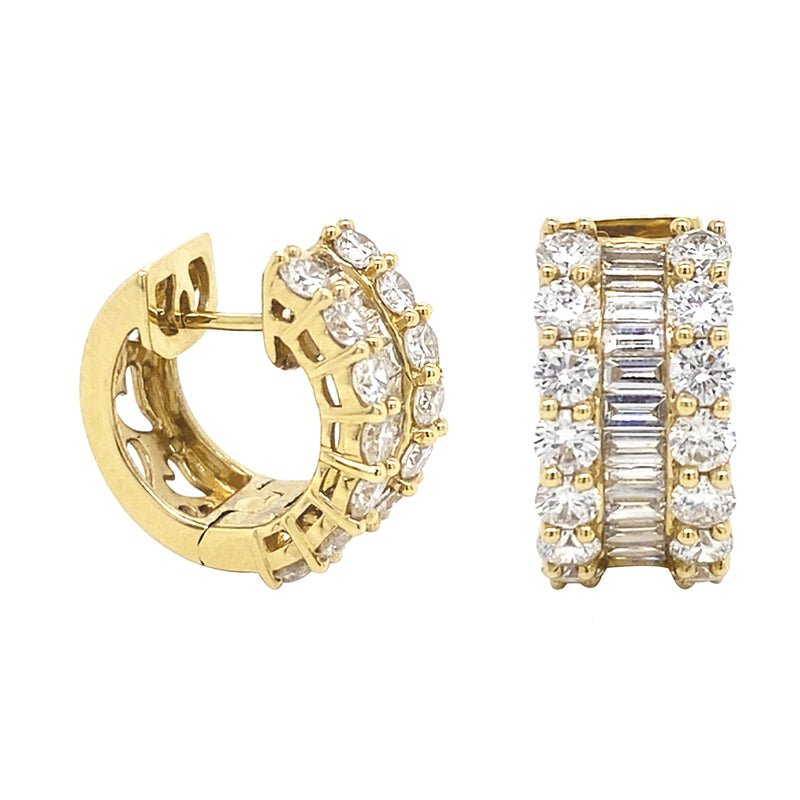 LADIES 18KY DIAMOND HUGGIE EARRINGS WITH FRENCH CLIPS