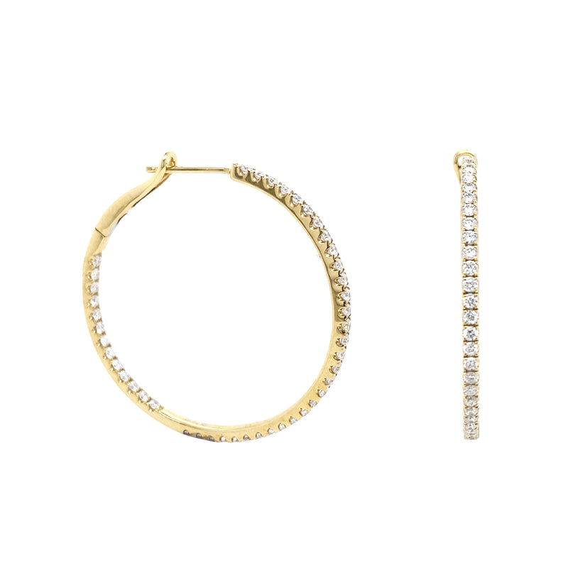 Round In And Out Round Diamond Hoops