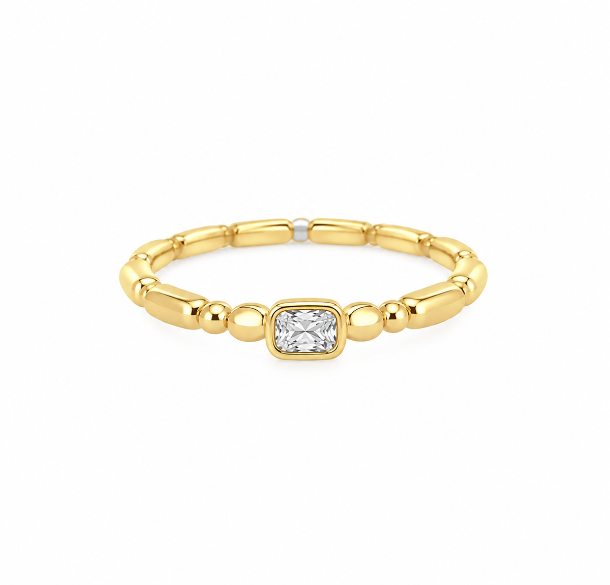 14K Yellow Gold East–West Baguette Diamond Beveled Band