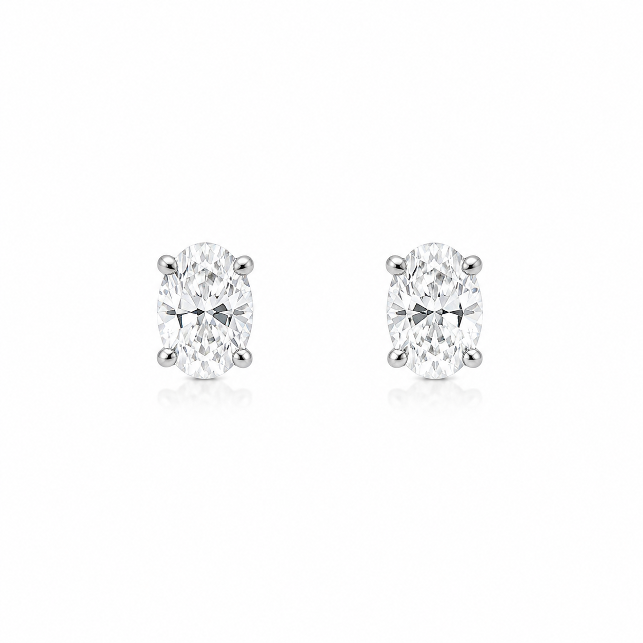 4.00 CTW Lab-Grown Oval Cut Diamond Stud Earrings
