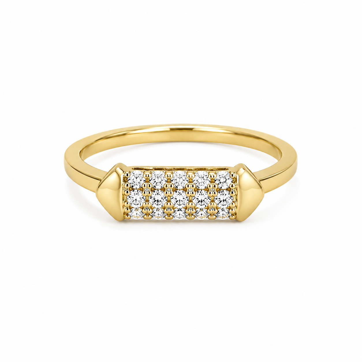 14K Yellow Gold Pavé Diamond Fashion Ring