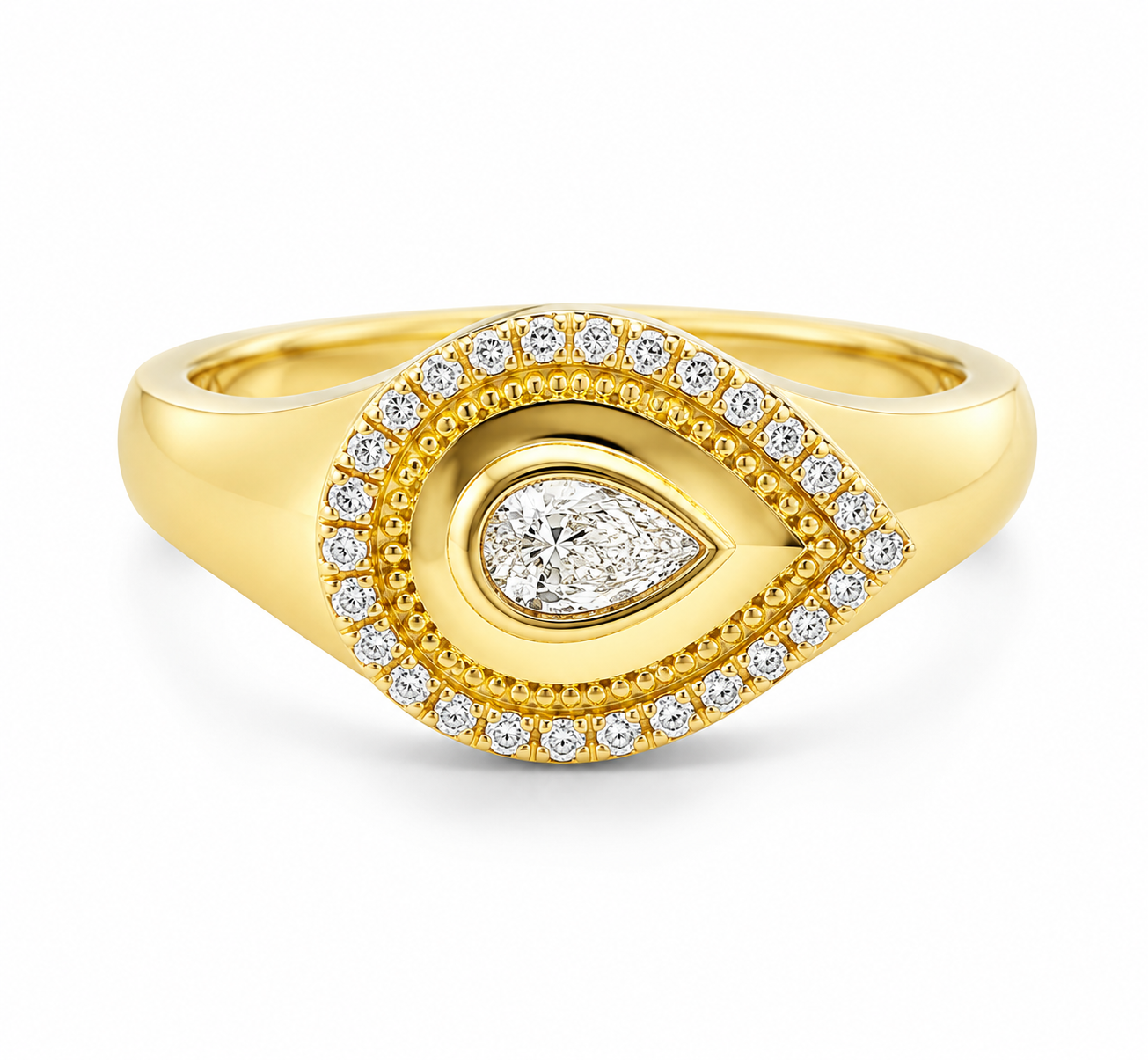 14K Yellow Gold Diamond Fashion Ring