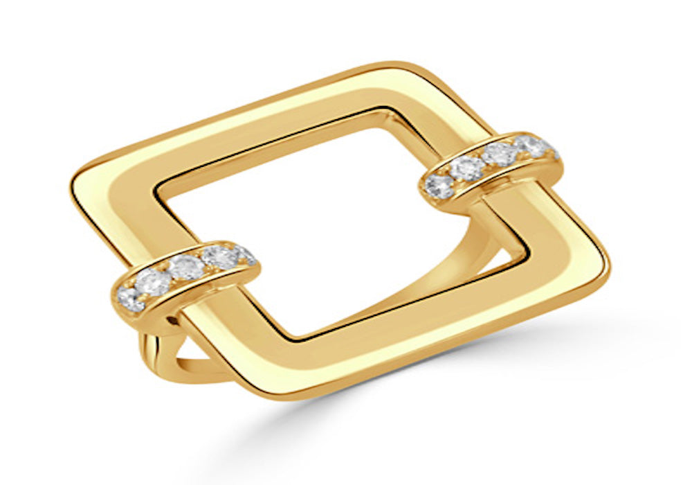 Square Link Diamond Ring