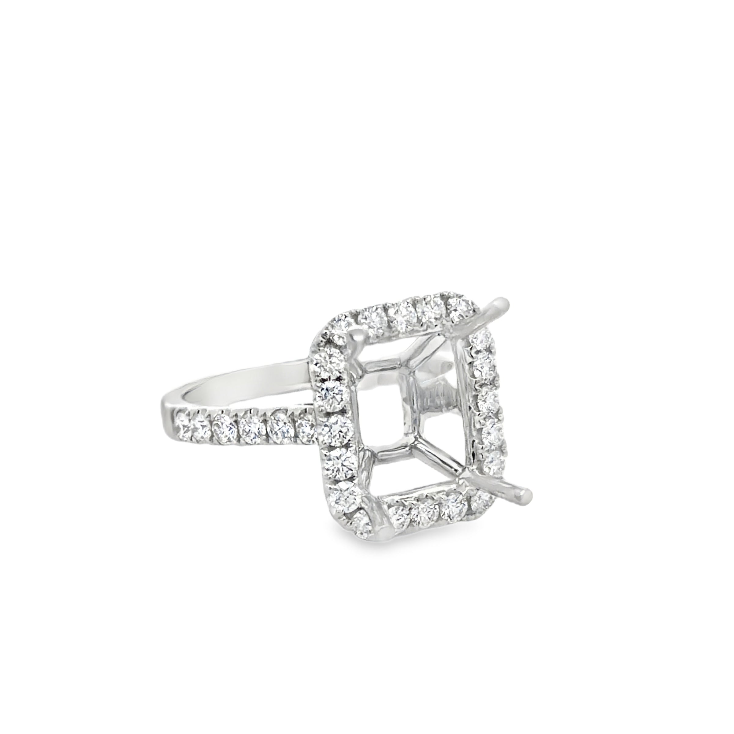 18K WHITE GOLD DIAMOND SEMI MOUNT FOR A 10MMX8MM C