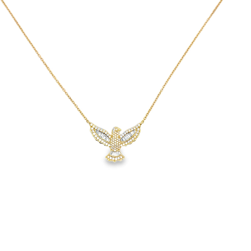 18K YELLOW GOLD EAGLE DIAMOND NECKLACE WITH 911 RO