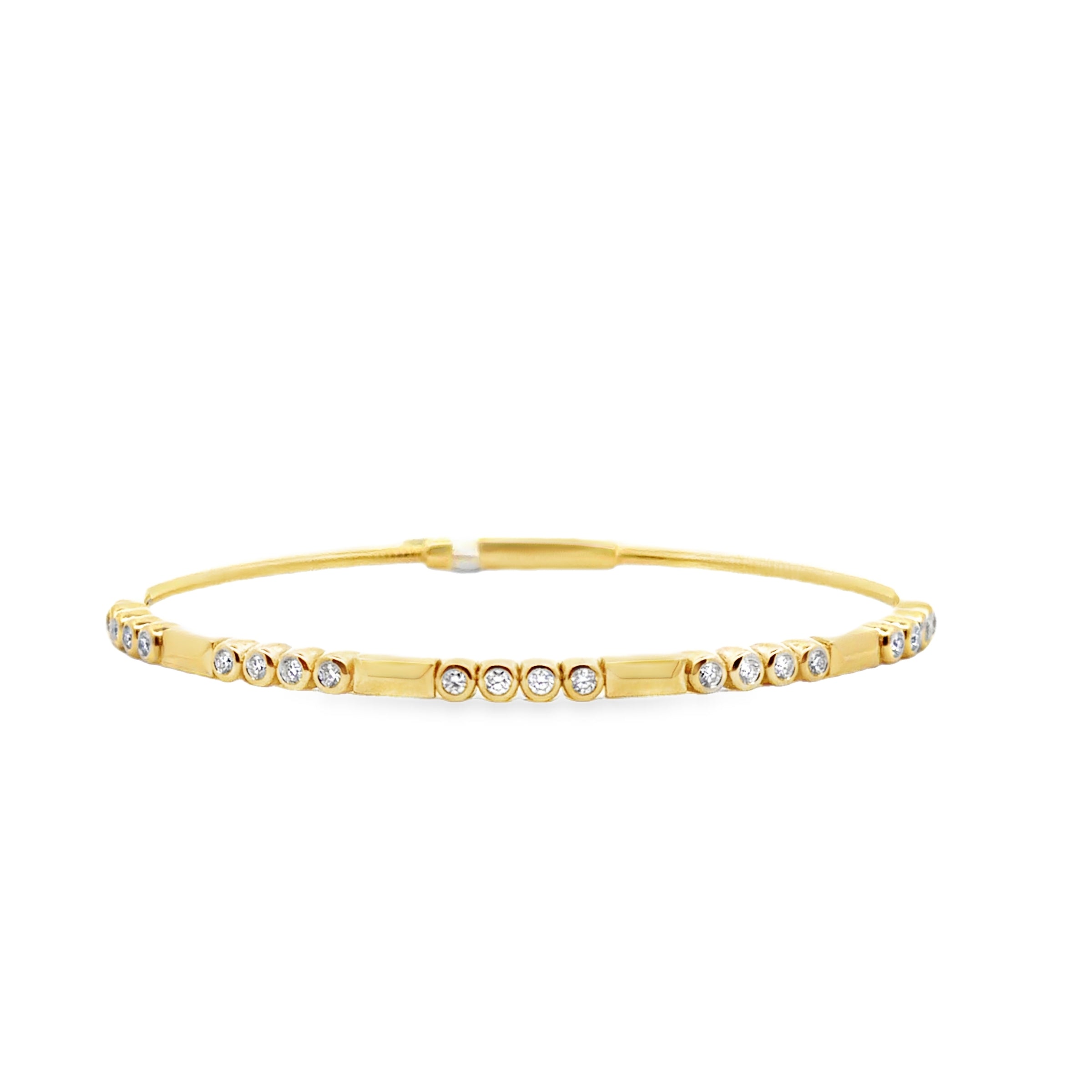14K Yellow Gold Bezel-Set Diamond Bangle Bracelet – 0.42 CTW
