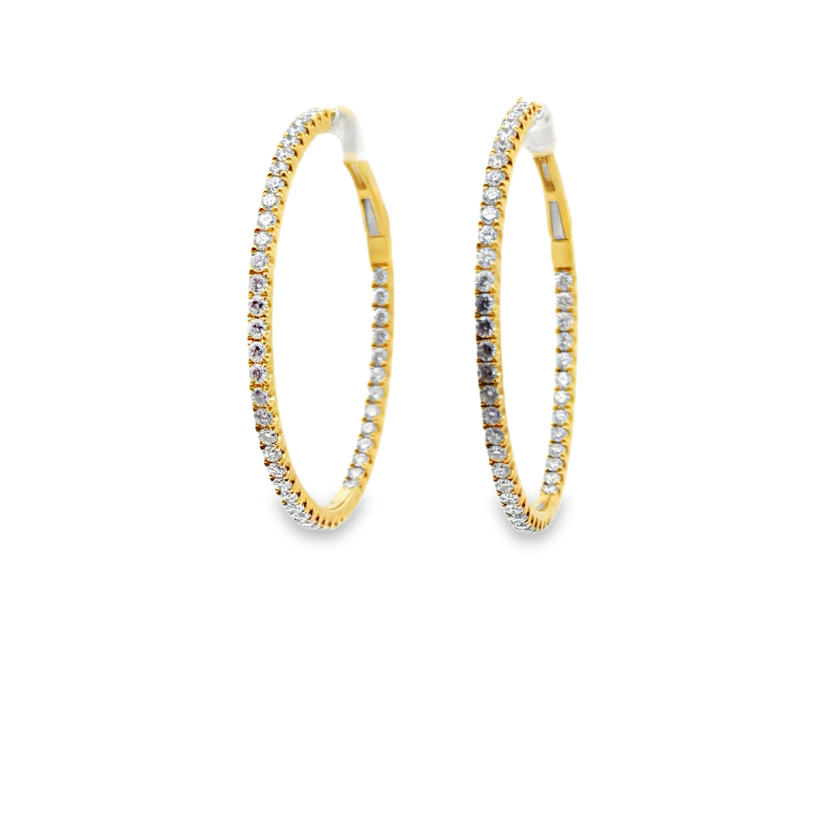 18K Yellow Gold Inside-Out Diamond Hoop Earrings | 1.35 CTW