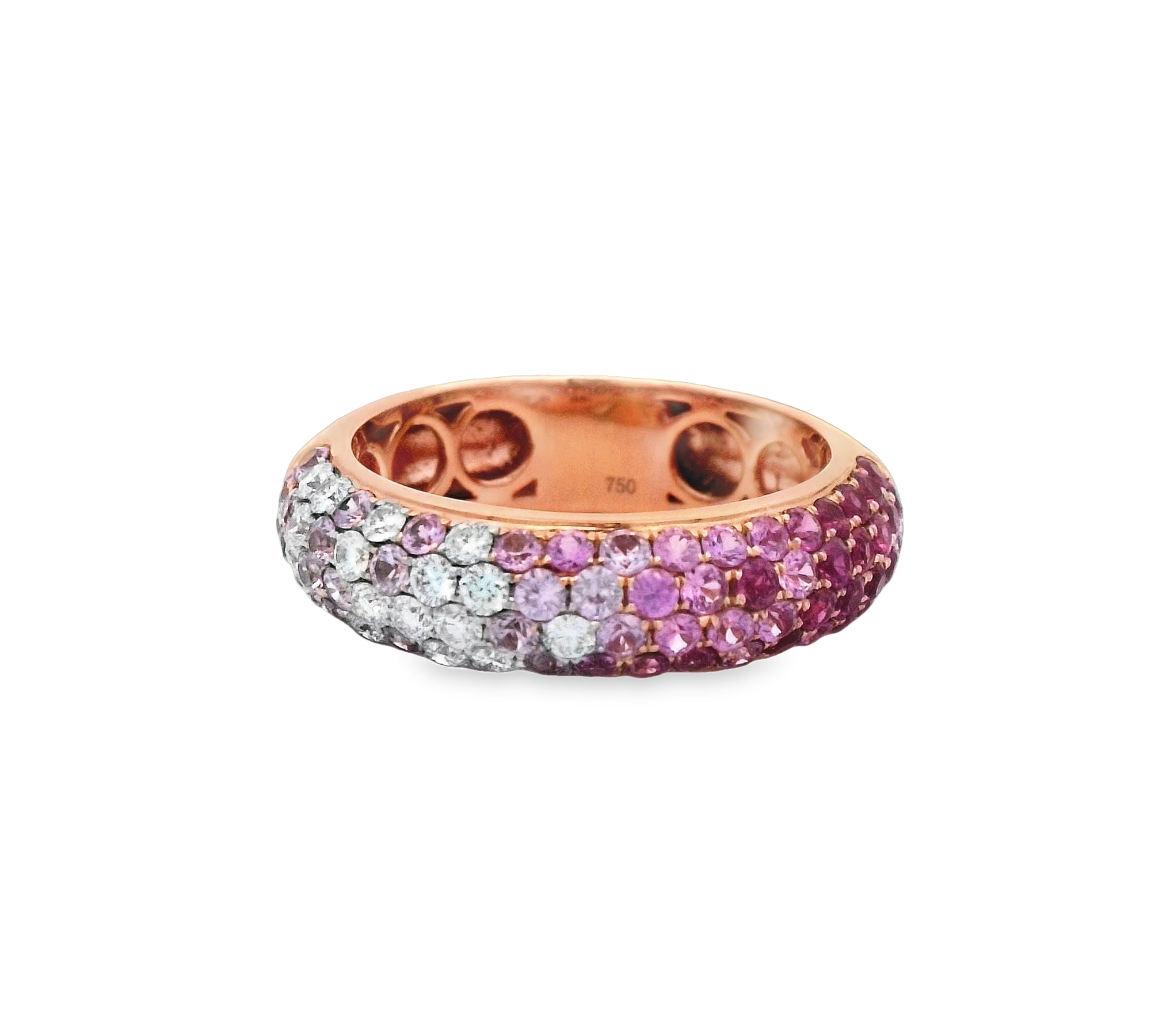 Ombre Ruby Pink Sapphire Pave Ring