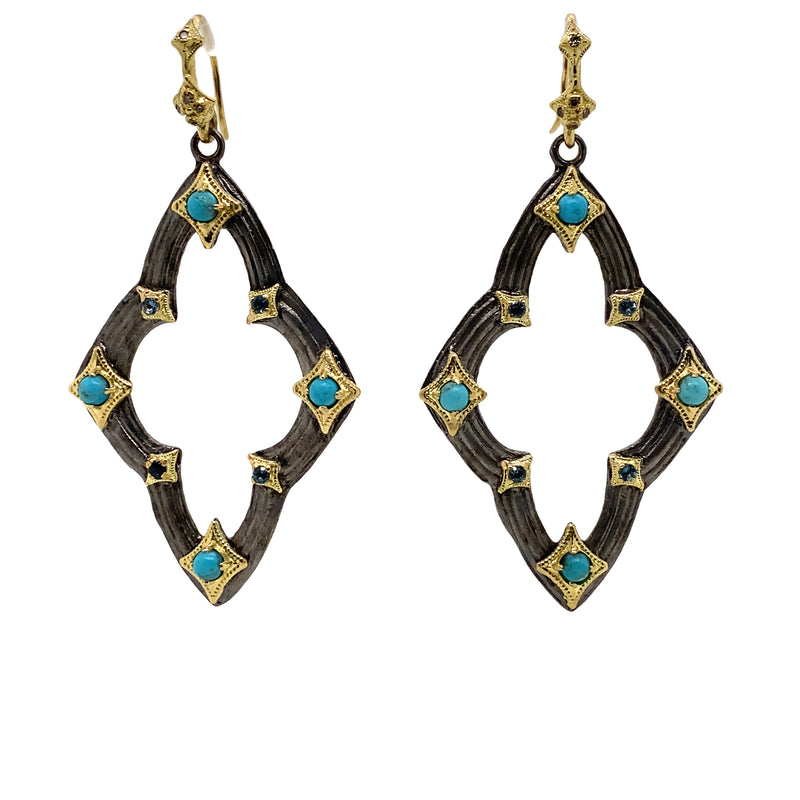 OLD WORLD 18K YELLOW GOLD AND BLACKEND STERLING SI