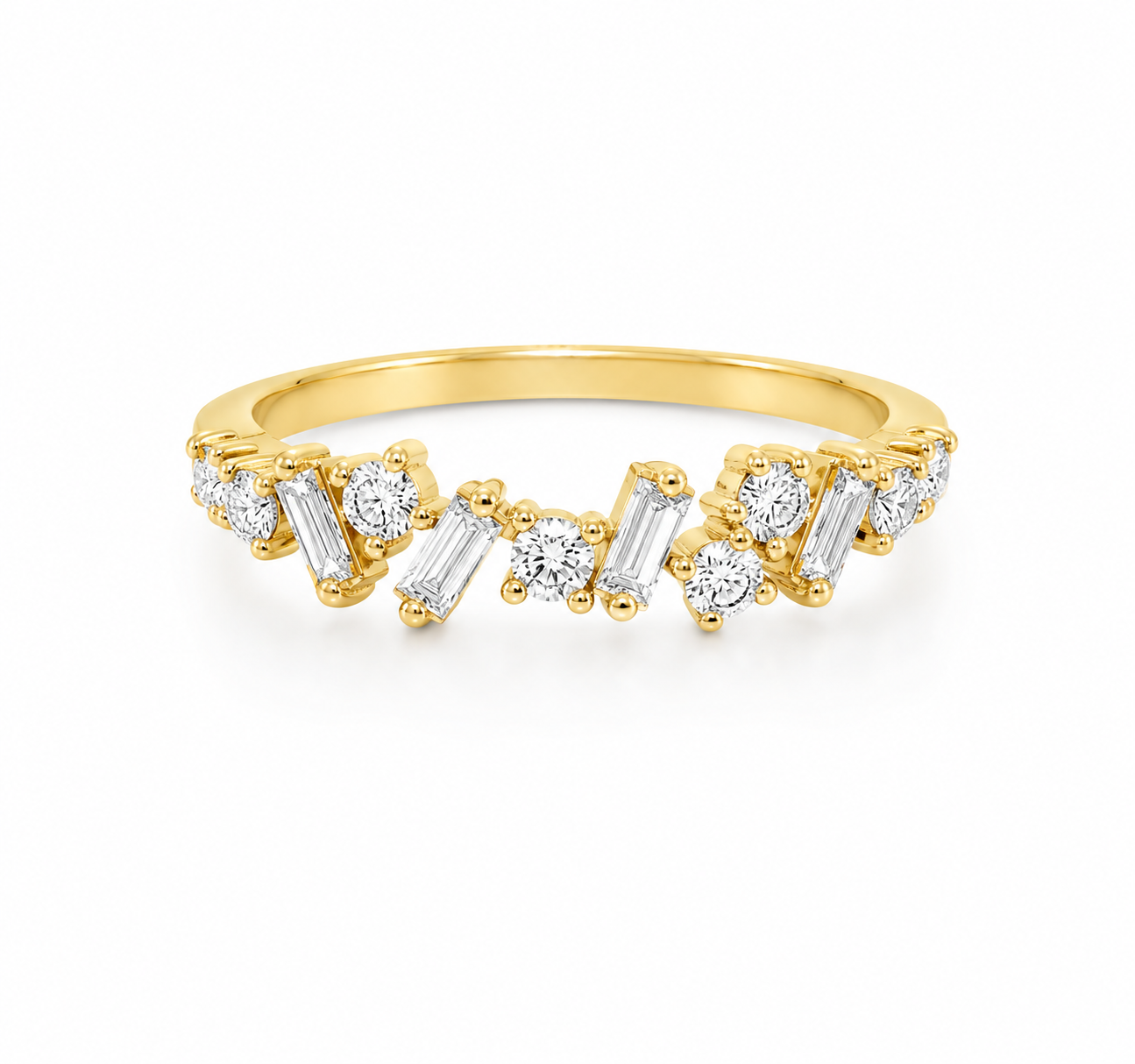 18K Yellow Gold Teetering Diamond Band