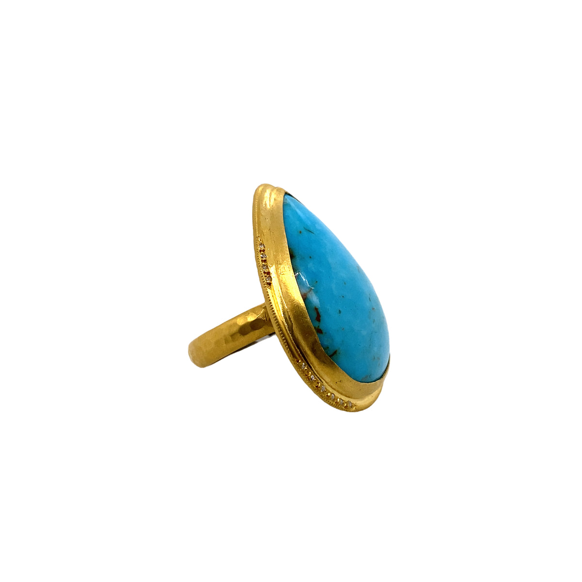 Pear-Shaped Turquoise & Diamond Statement Ring