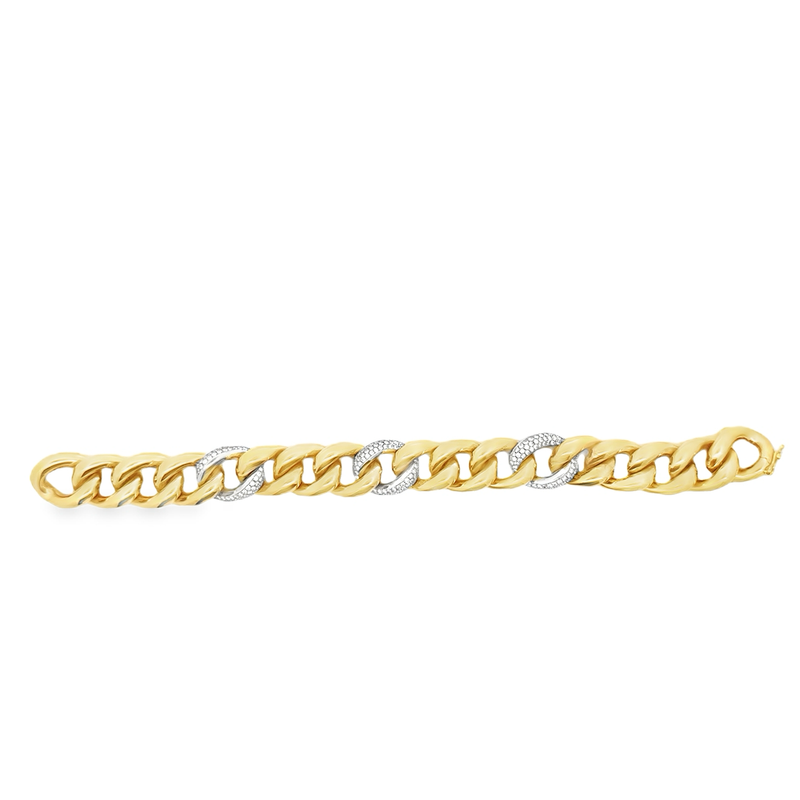 18K YELLOW AND WHITE GOLD CHUNKY CURB LINK BRACELE