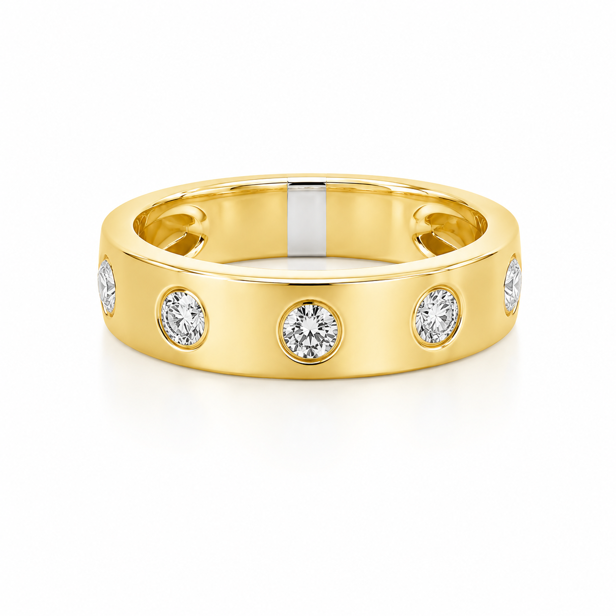 18K Yellow Gold Flush Set Diamond Band