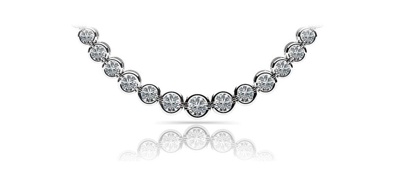 LADIES BEZEL SET DIAMOND TENNIS NECKLACE